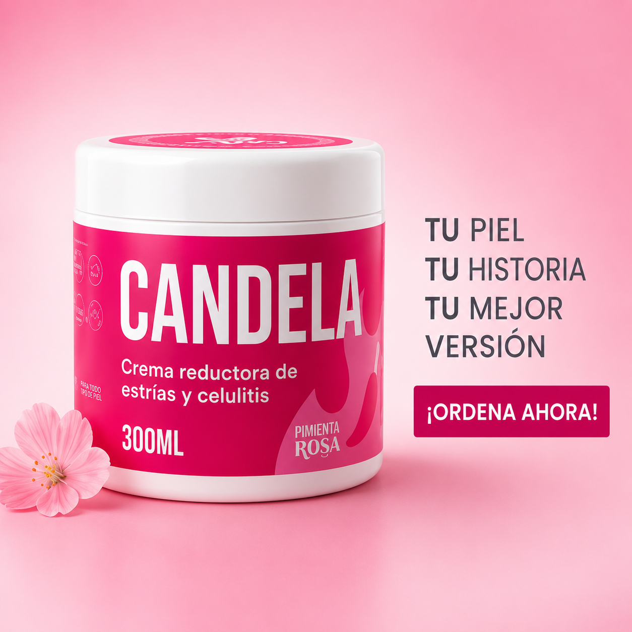 CANDELA Crema Reductora de Estrías y Celulitis | Piel Más Lisa, Firme y Radiante