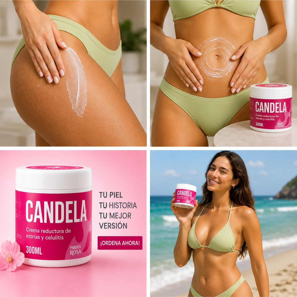 CANDELA Crema Reductora de Estrías y Celulitis | Piel Más Lisa, Firme y Radiante